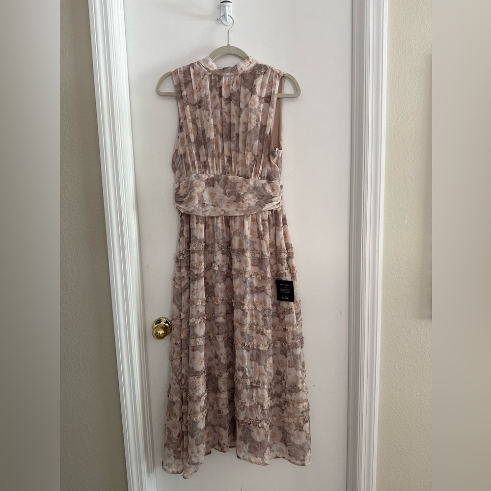 NWT Lulu's Blush and Cream Floral Ruffle Maxi Dress